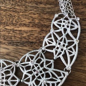 Ornate Necklace | Matte Silver w/ small stones